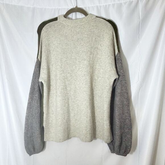Madewell Green & Gray Colorblock Payton Sweater L, Wool-Alpaca Blend - Picture 4 of 4